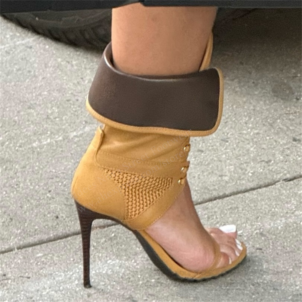 Casual Sandal Leather - Women Open Toe Stilettos Lace Up