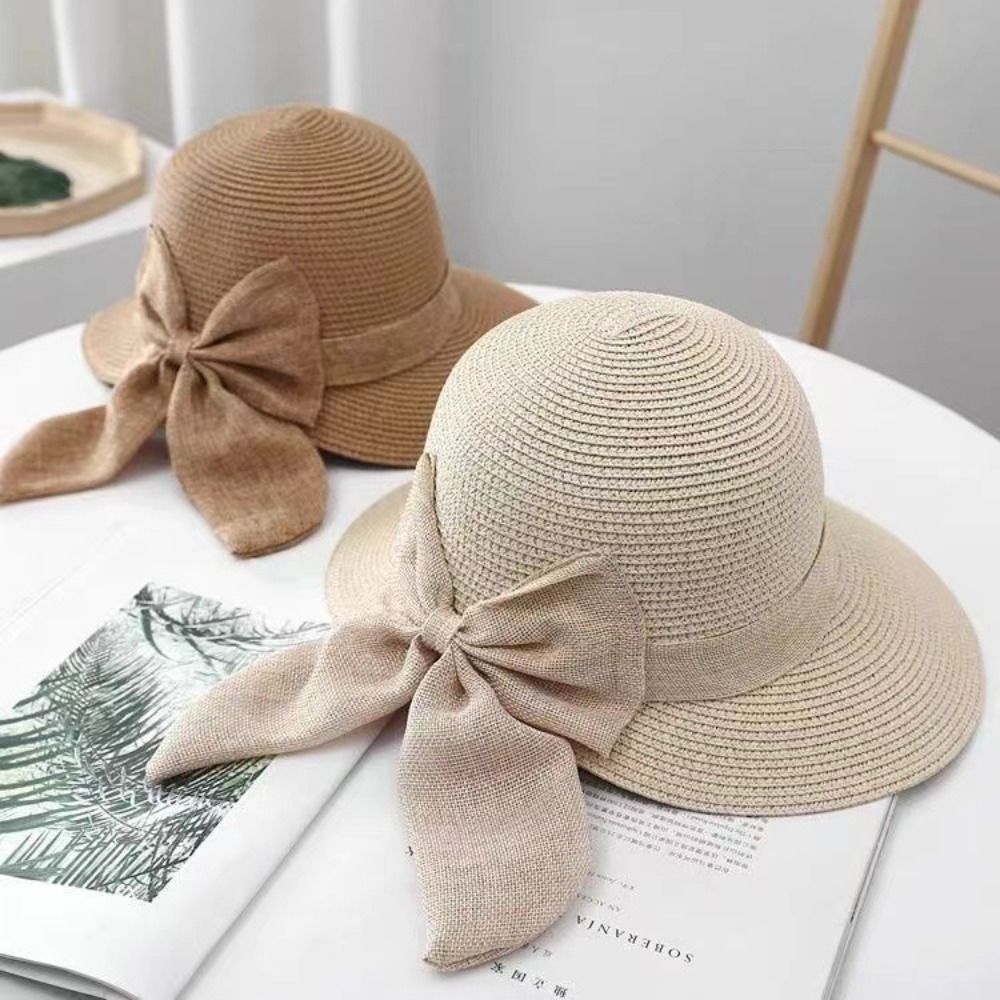 Bowknot Sun Hat Summer Breatha - đánh giá và giá Bucket Hat Straw